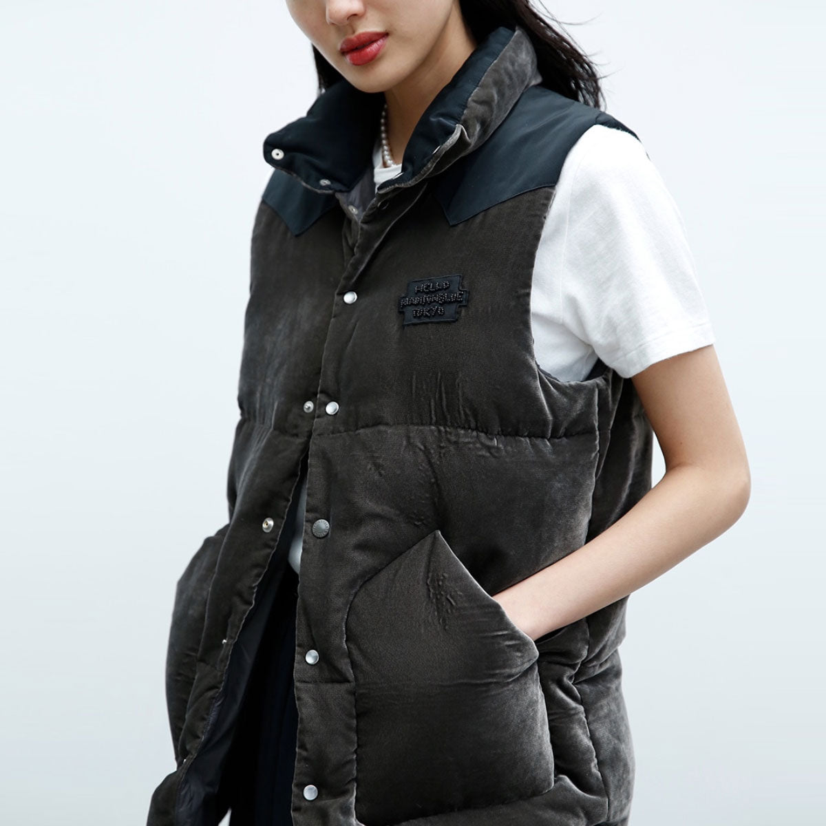 MADISONBLUE/DOWN VEST FEATHER VELVET