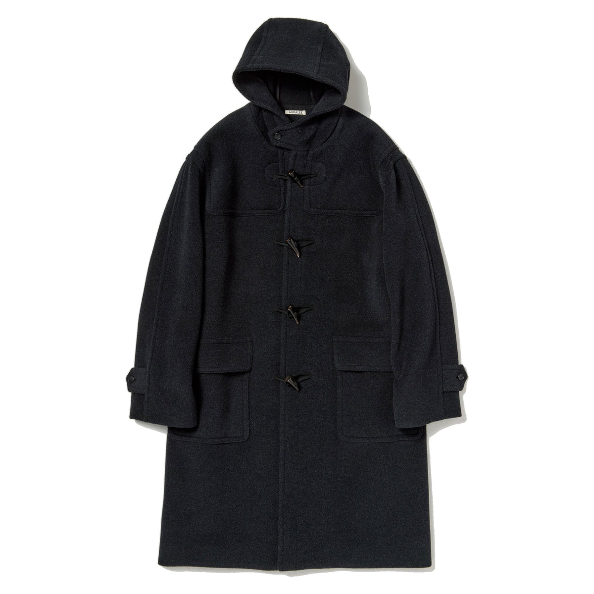 AURALEE/WOOL HERRINGBONE DUFFLE COAT