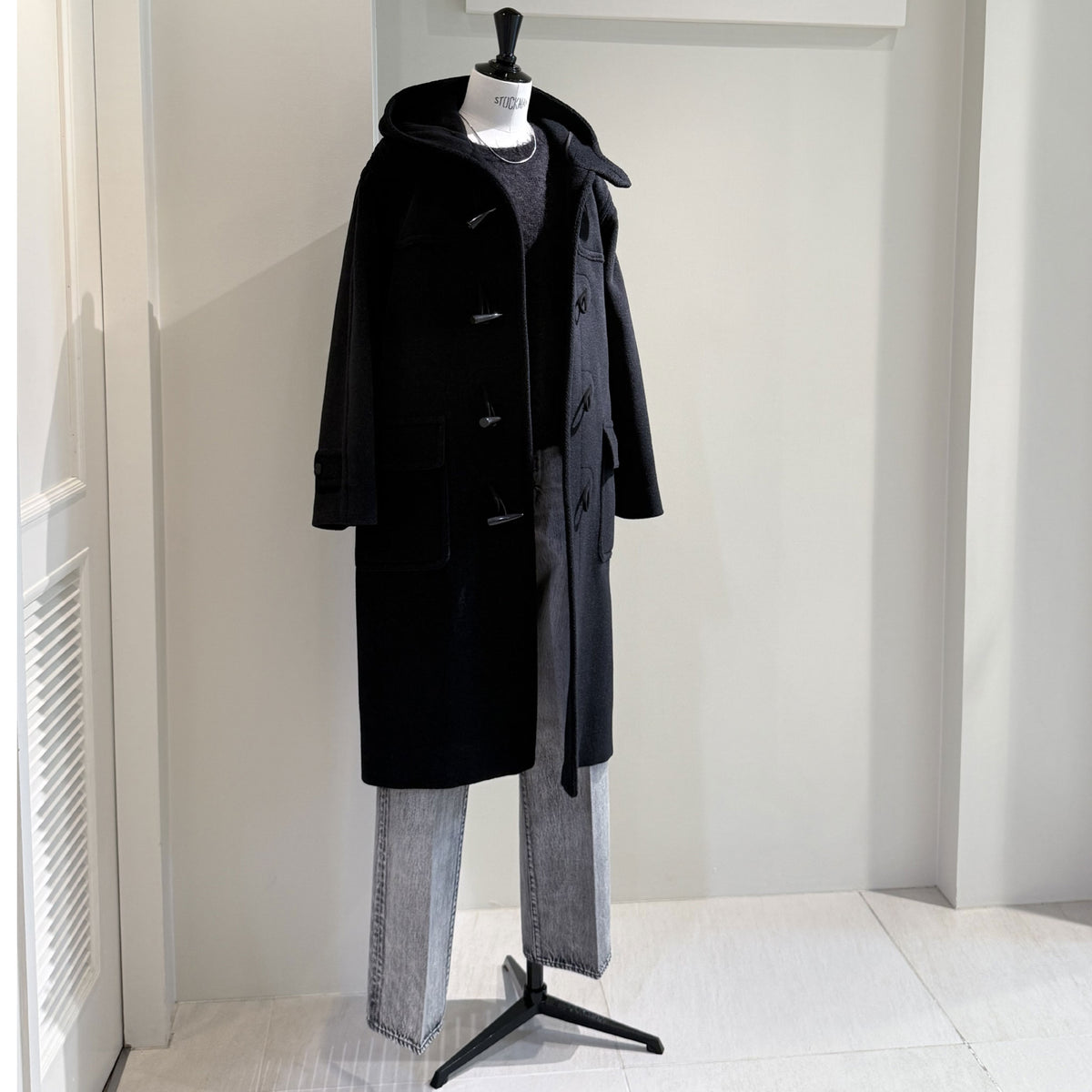 AURALEE/WOOL HERRINGBONE DUFFLE COAT