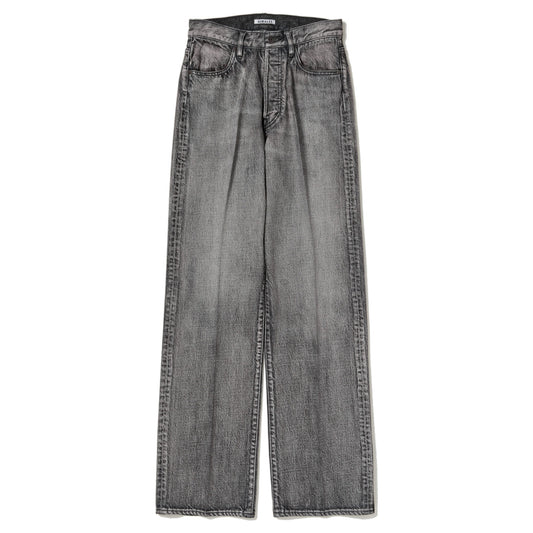 AURALEE/FADED HEAVY DENIM CENTER-PLEATED PANTS
