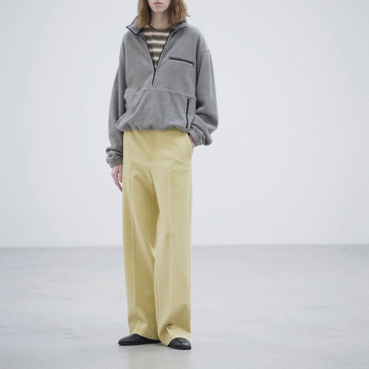 AURALEE/PURE SILK COMFORT FLEECE HALF ZIP P/O