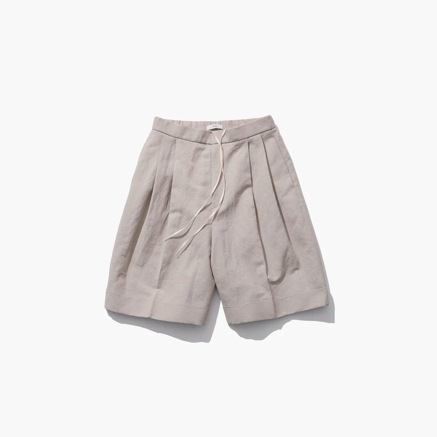 ATON|ROUND COTTON LINEN WIDE SHORTS