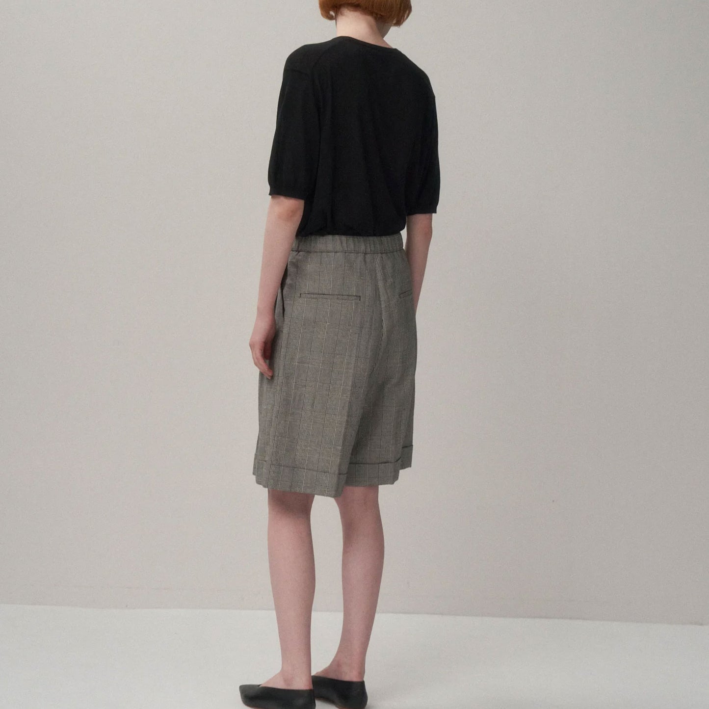 ATON|ROUND COTTON LINEN WIDE SHORTS