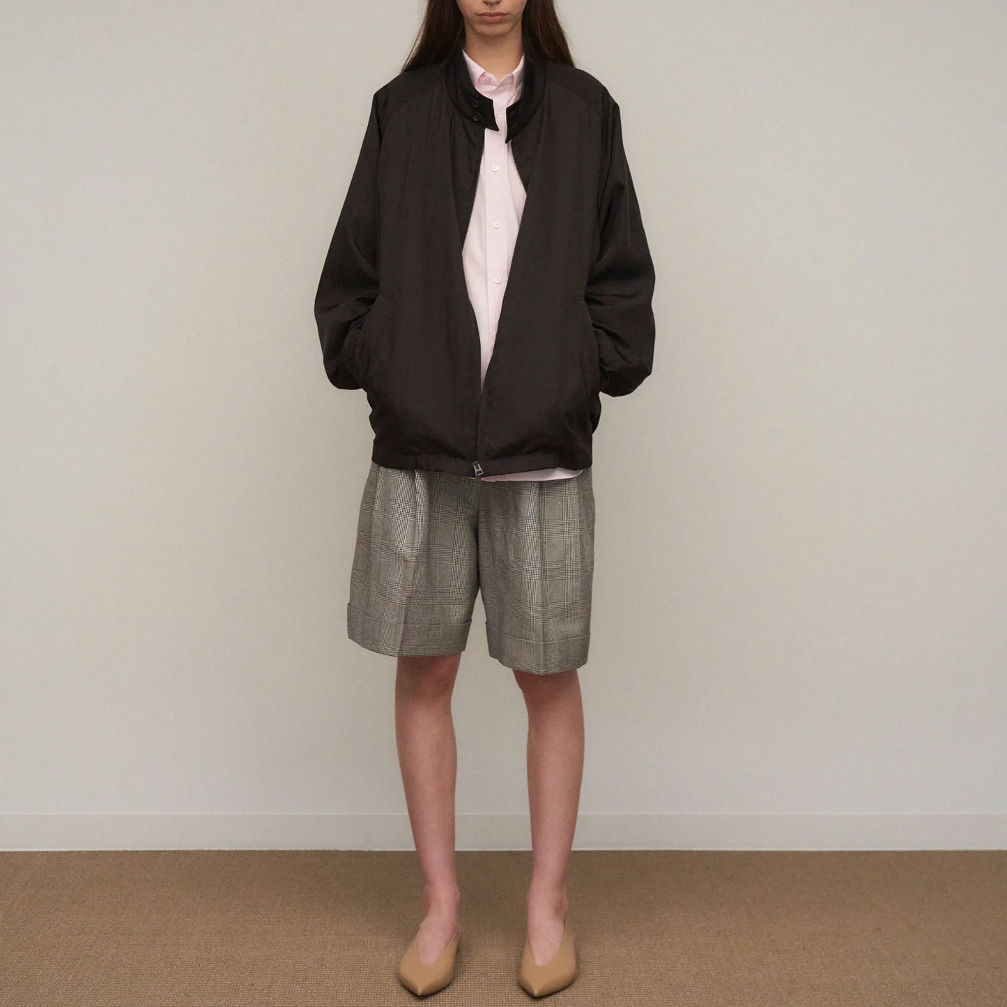 ATON|ROUND COTTON LINEN WIDE SHORTS