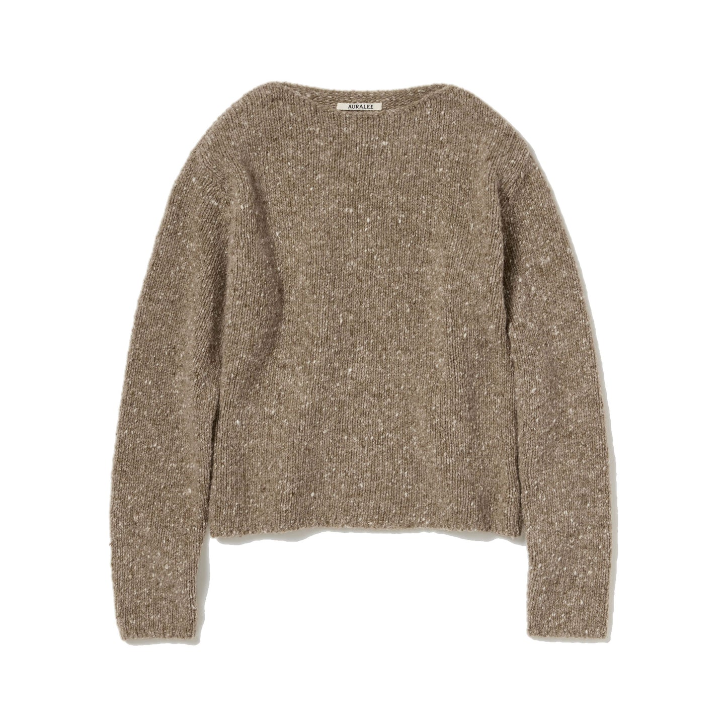 AURALEE/LOW-GAUGE HOMESPUN TWEED KNIT BOAT-NECK P/O