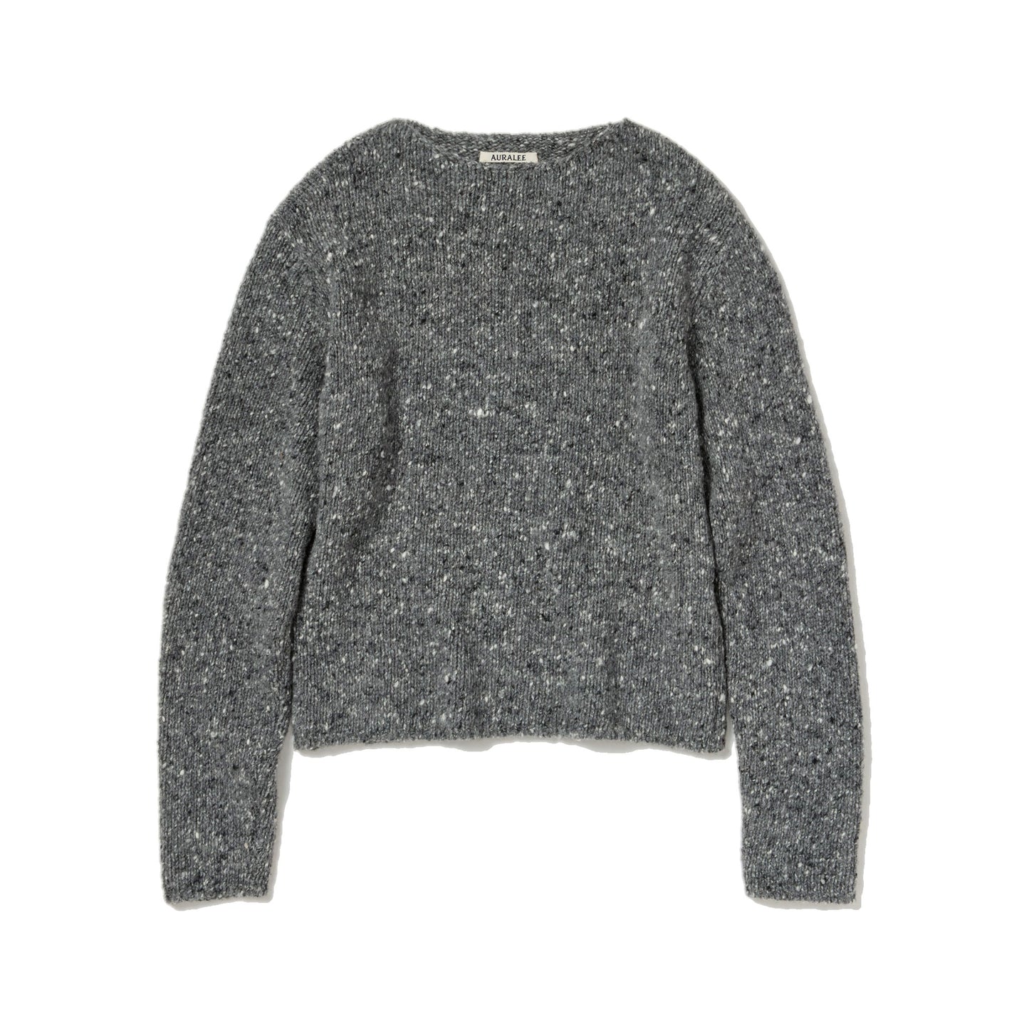 AURALEE/LOW-GAUGE HOMESPUN TWEED KNIT BOAT-NECK P/O