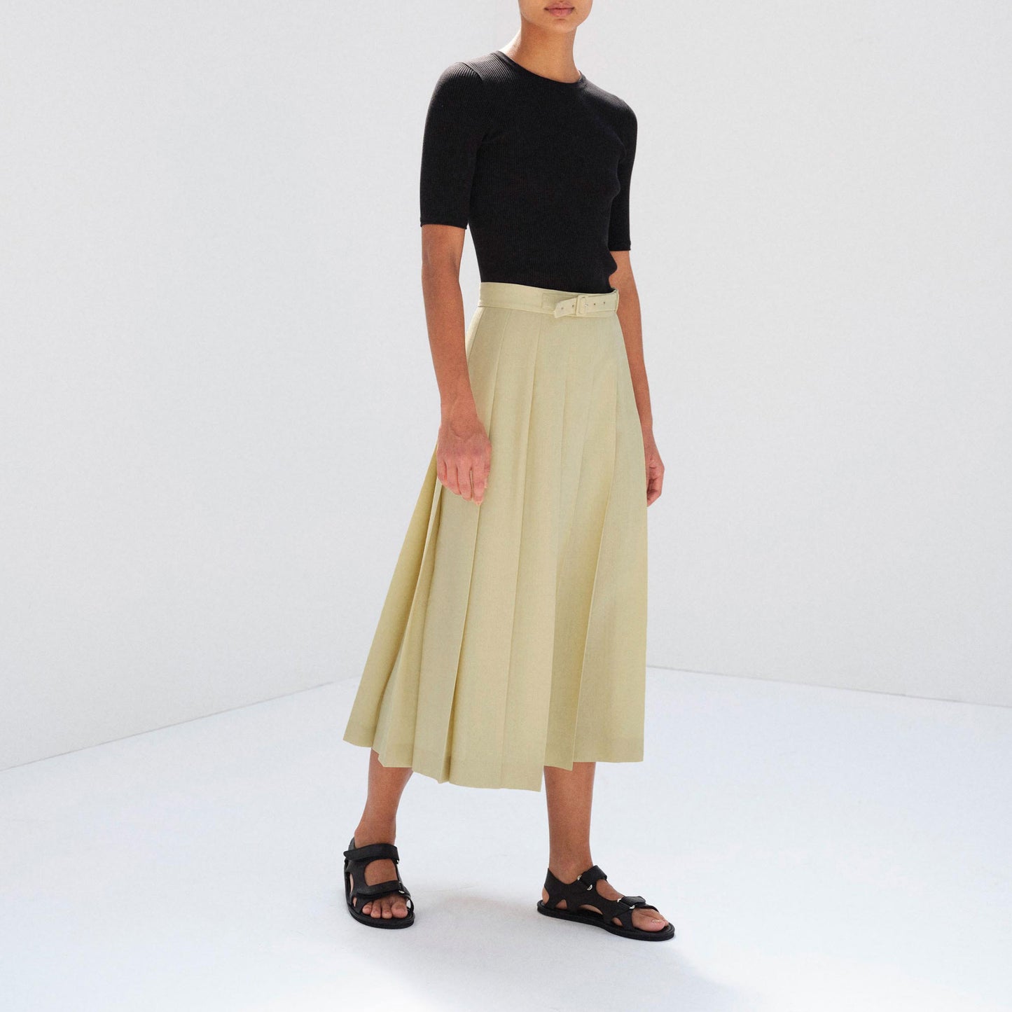 AURALEE/WOOL KID MOHAIR HOPSACK PLEATED SKIRT