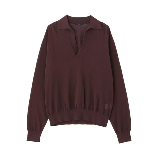 YLEVE/SHEER RIB KNIT SKIPPER POLO