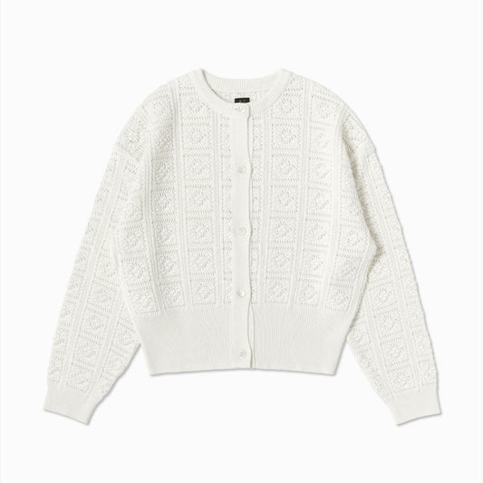 BATONER/GRASSY LACE CREW NECK CARDIGAN