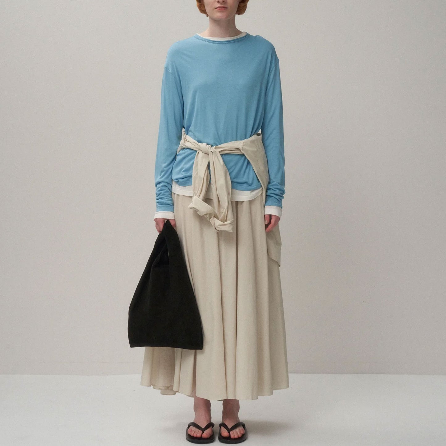 ATON|NATURAL DYED COTTON LAWN GATHERED SKIRTS