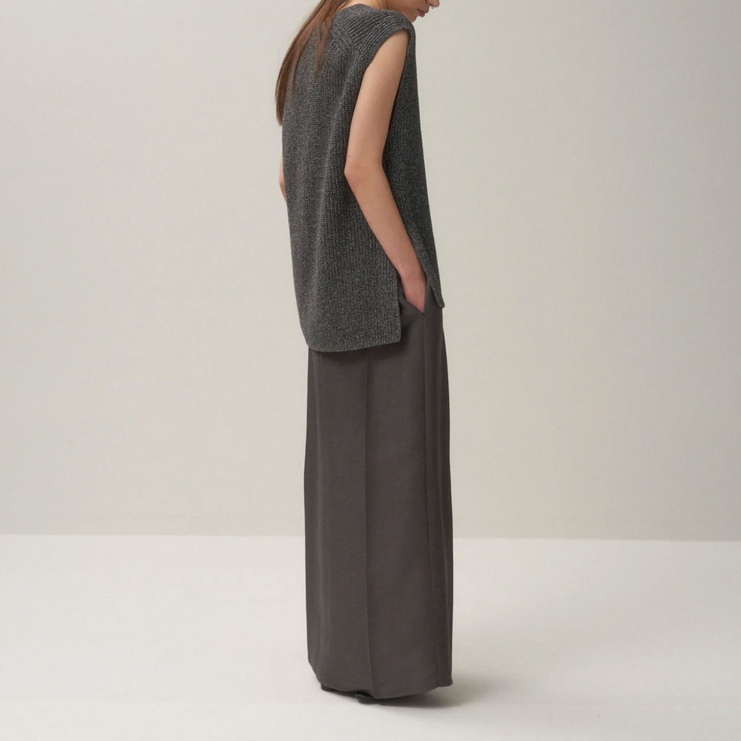 ATON|SILK WASHI LILIYARN V-NECK VEST