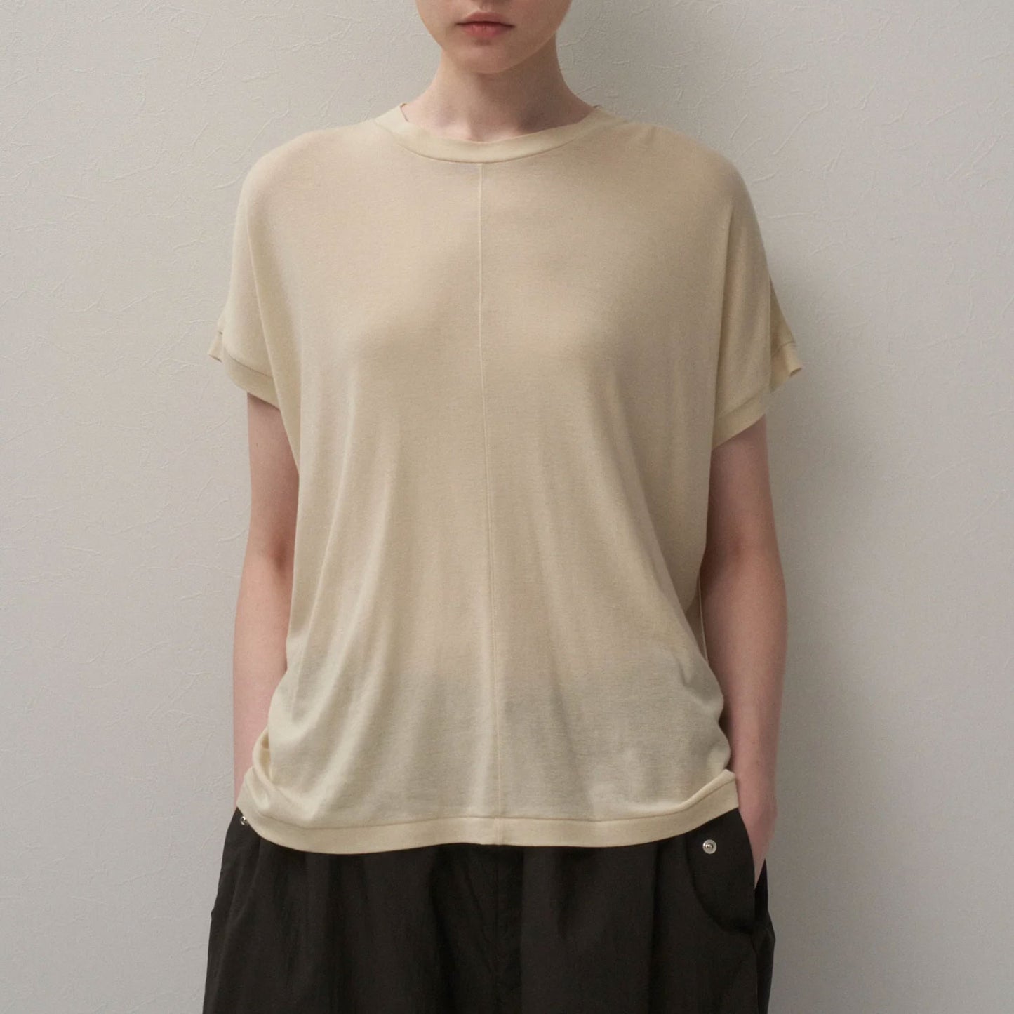 ATON|COTTON LINEN FRAISE OVERSIZED T-SHIRT