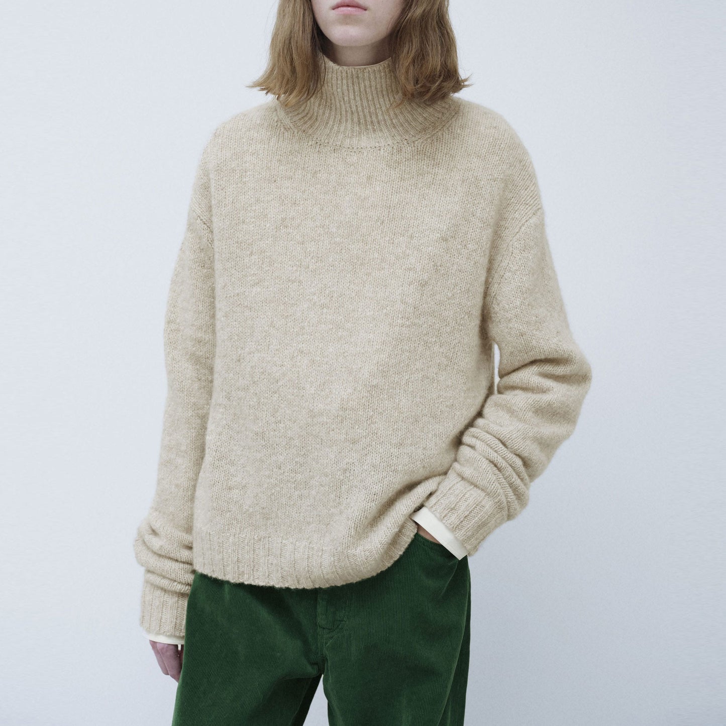 AURALEE/CASHMERE MELANGE KNIT TURTLE