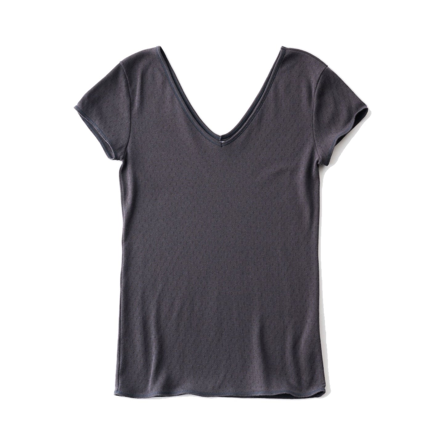 GOOD PEOPLE GOOD STITCHING GOOD PRODUCT/COTTON SILK PATTERN MESH JACGUARD V NECK CAP SLEEVE T