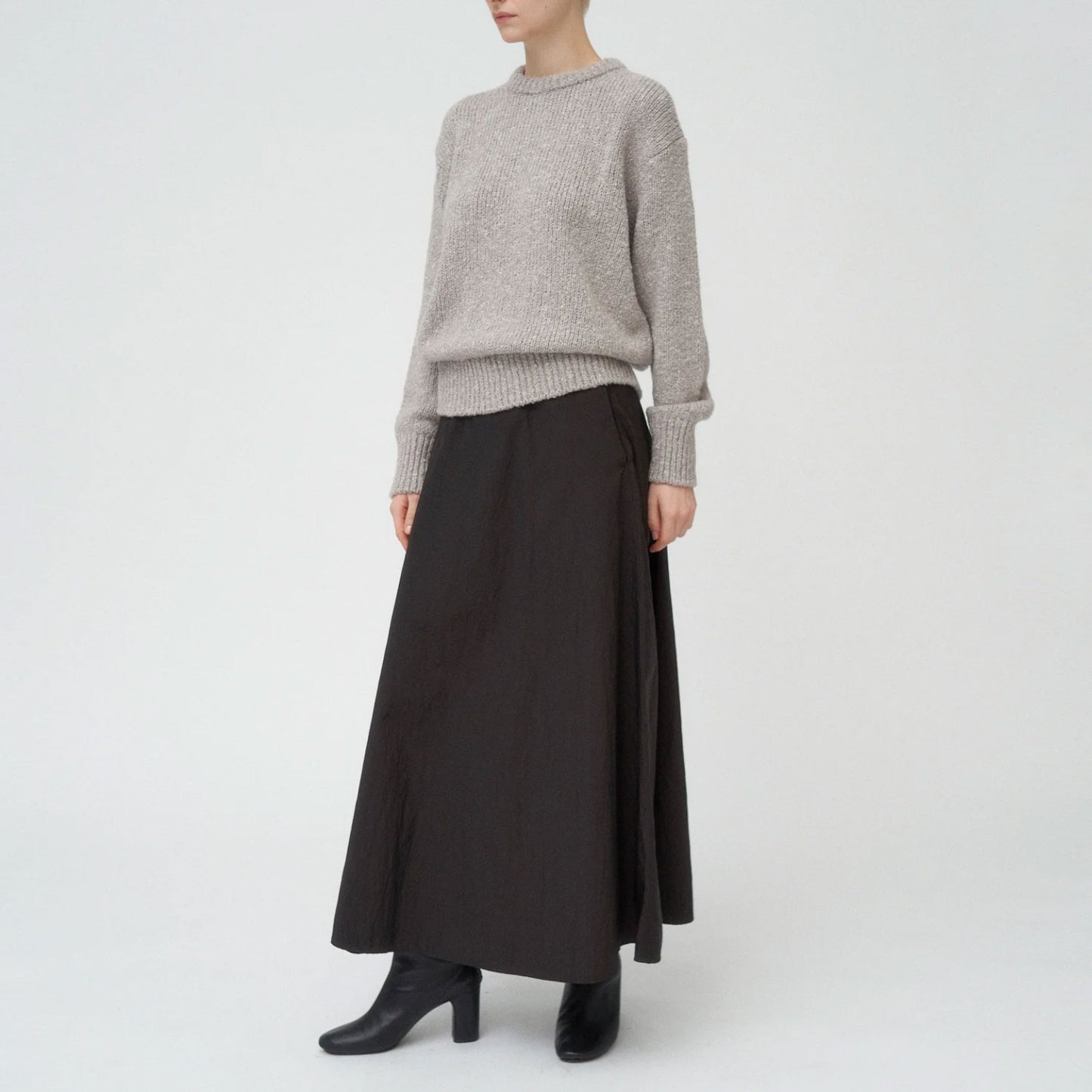 ATON|HAND DYED NYLON FLARED SKIRT