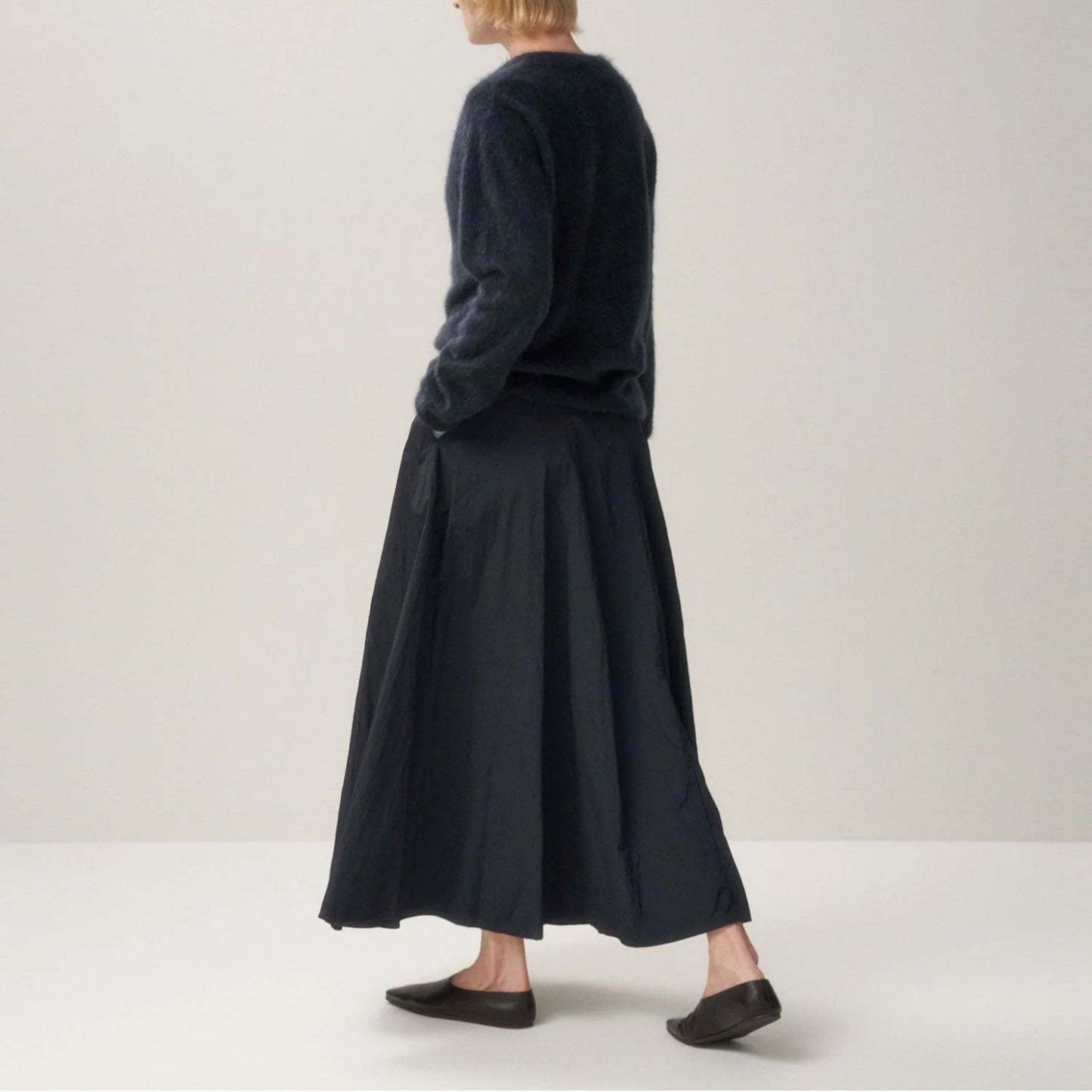 ATON|HAND DYED NYLON FLARED SKIRT