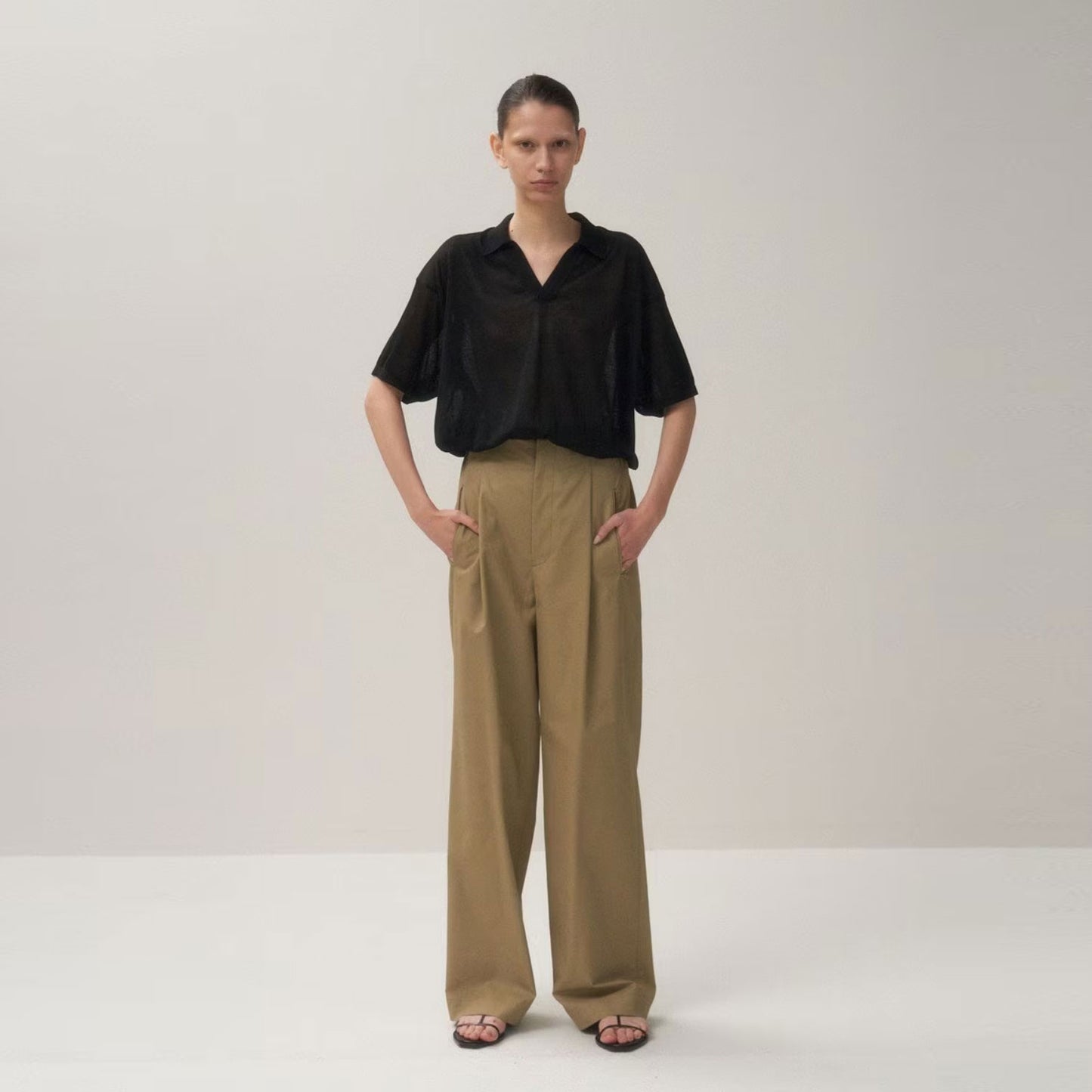 ATON|ORGANIC COTTON TWILL EASY PANTS