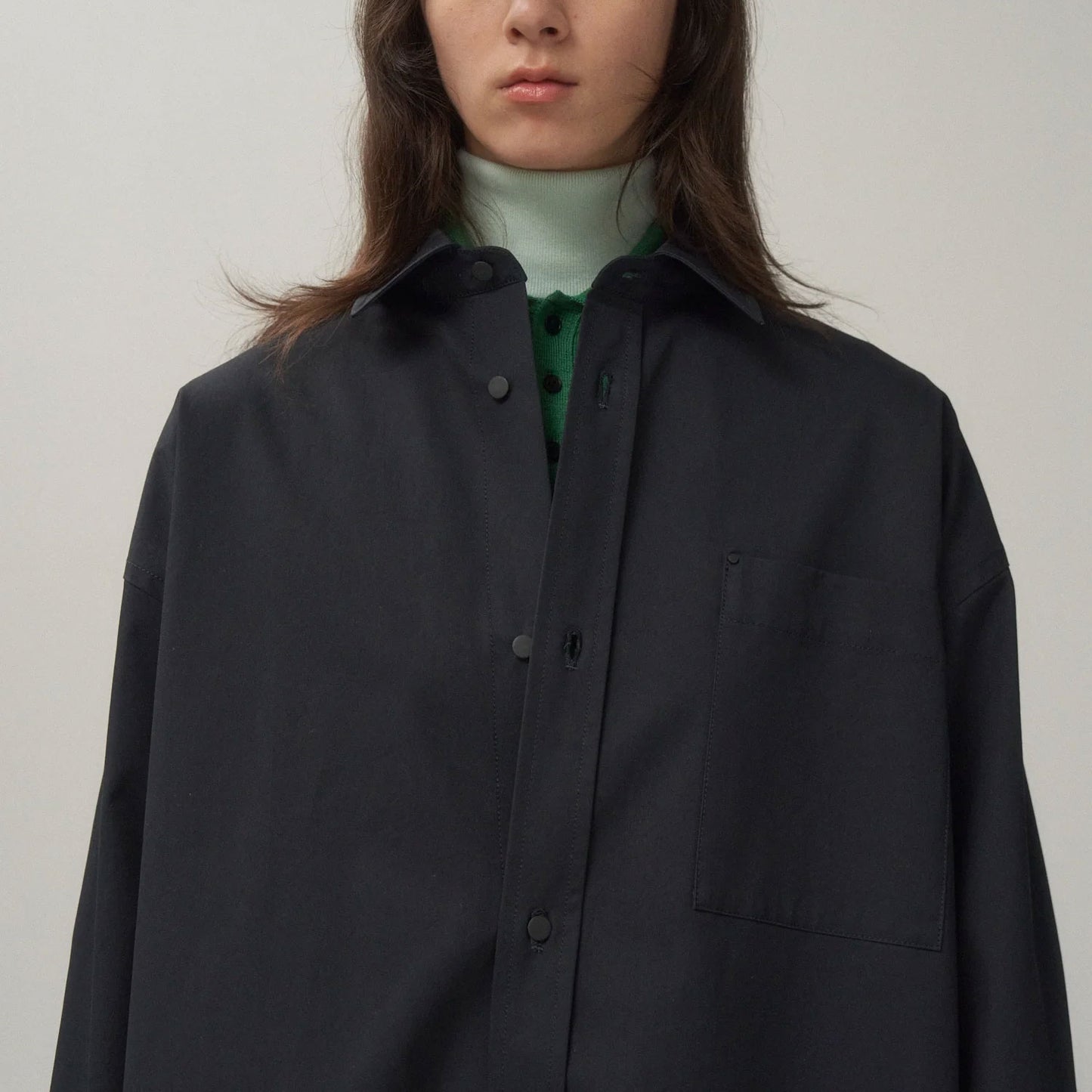 ATON|ORGANIC COTTON TWILL OVERSOZED SHIRT JACKET