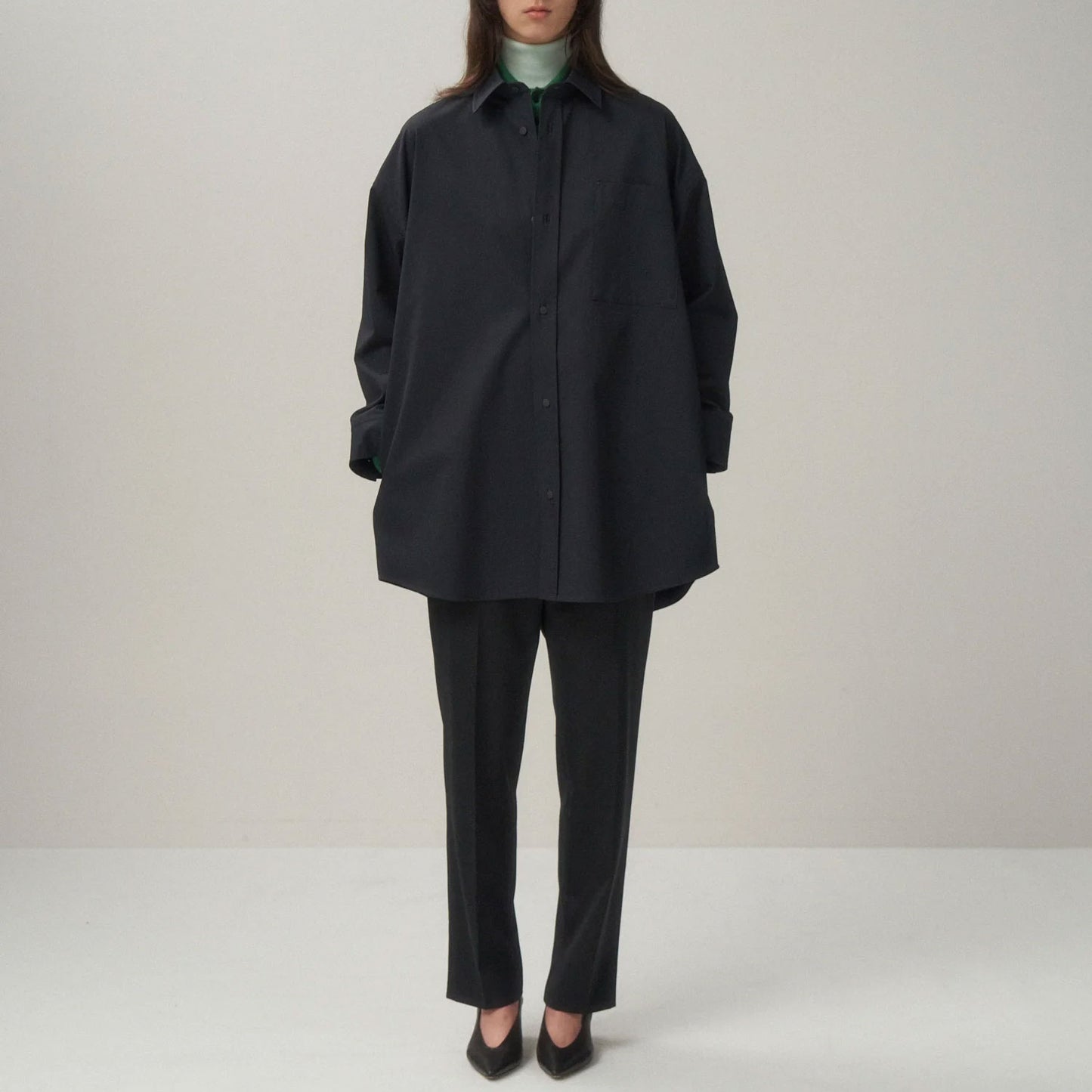 ATON|ORGANIC COTTON TWILL OVERSOZED SHIRT JACKET