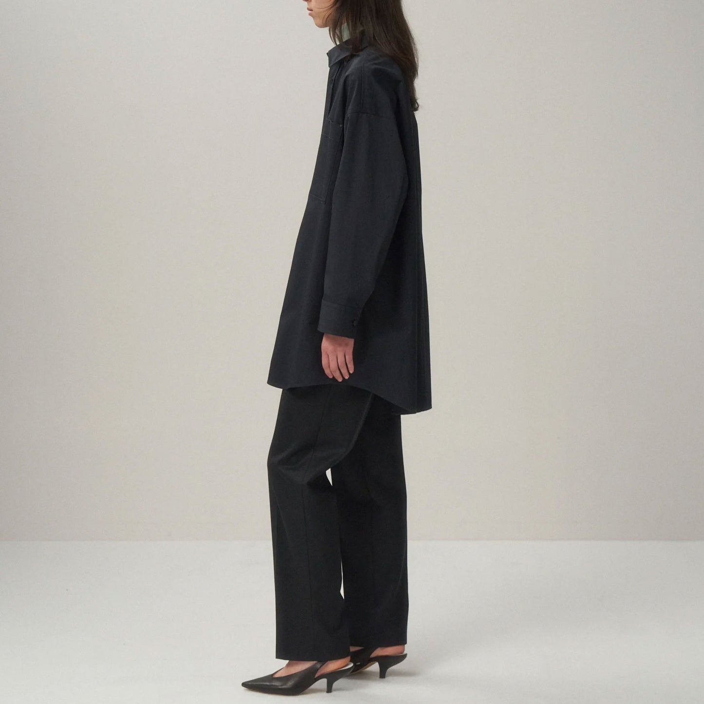ATON|ORGANIC COTTON TWILL OVERSOZED SHIRT JACKET
