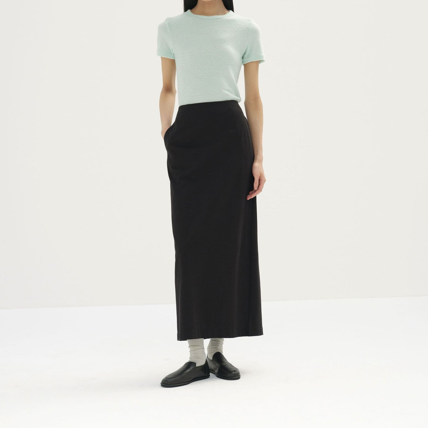 AURALEE/COTTON SLUB RAYON PLAITING SKIRT