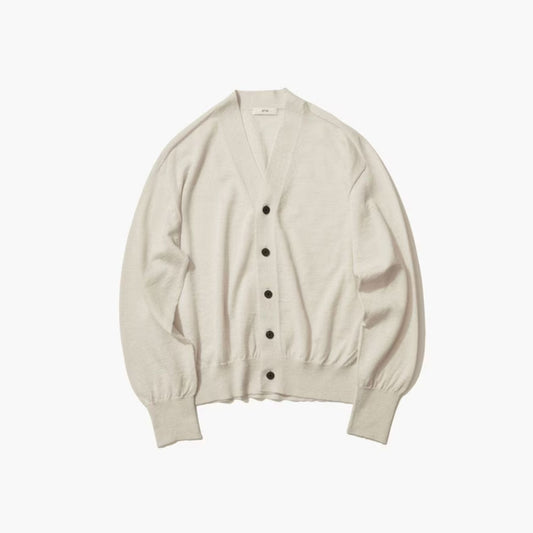 ATON|RAMIE WOOL V-NECK KNIT CRADIGAN