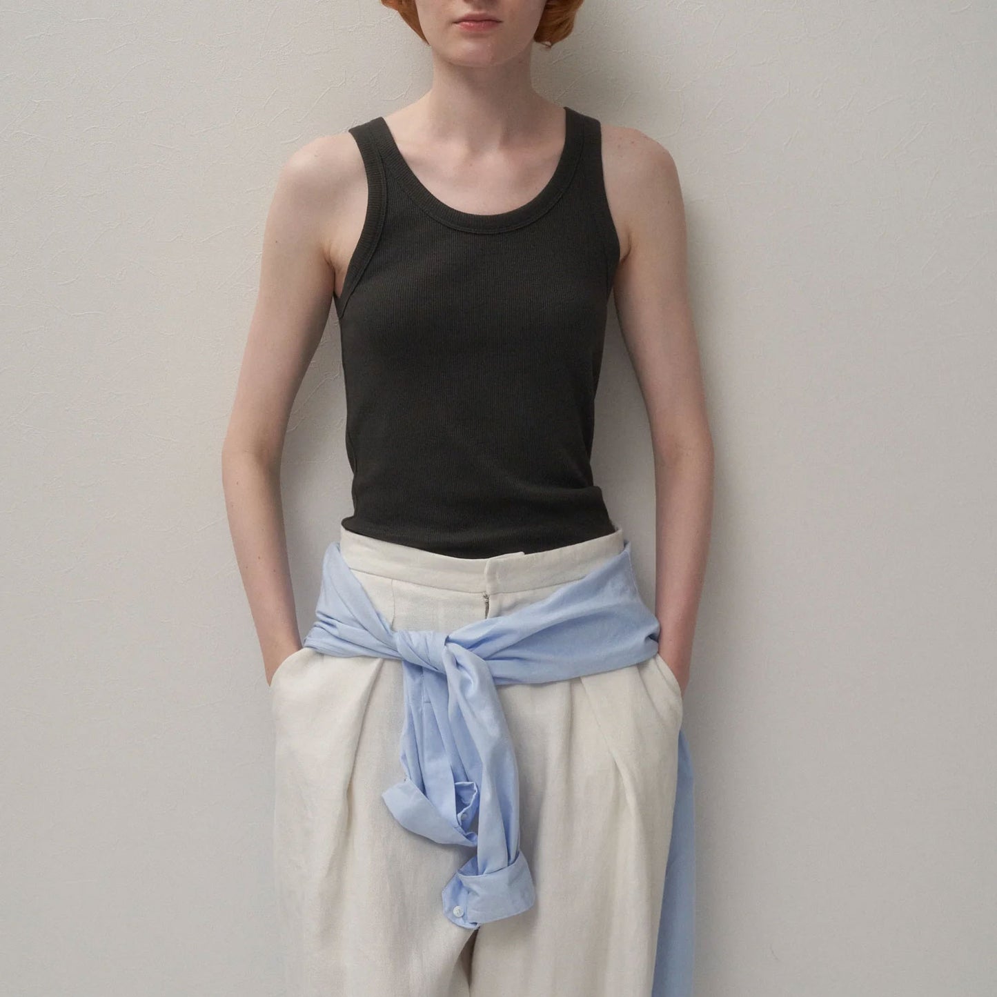ATON|RECYCLE SUVIN RIB TANK TOP