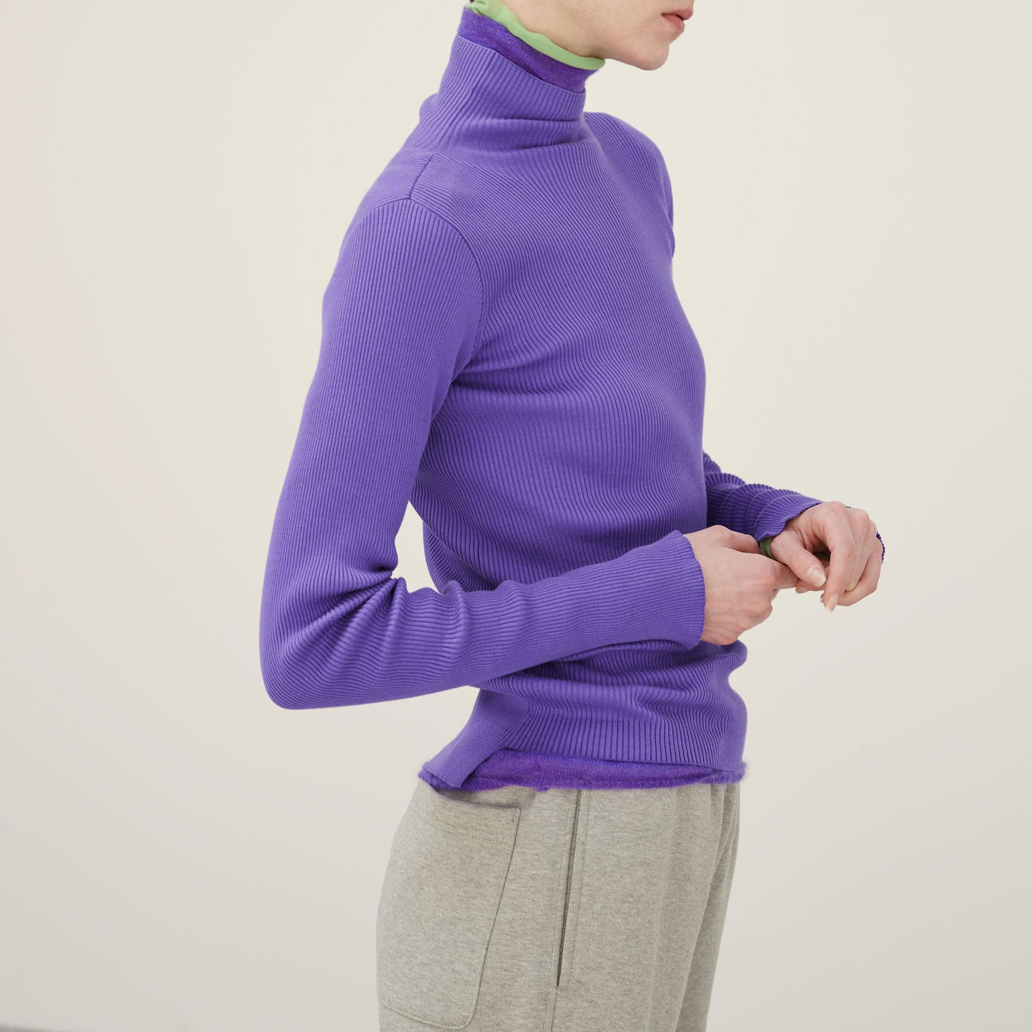 AURALEE/GIZA HIGH GAUGE RIB KNIT TURTLE NECK P/O – THREE DOTS