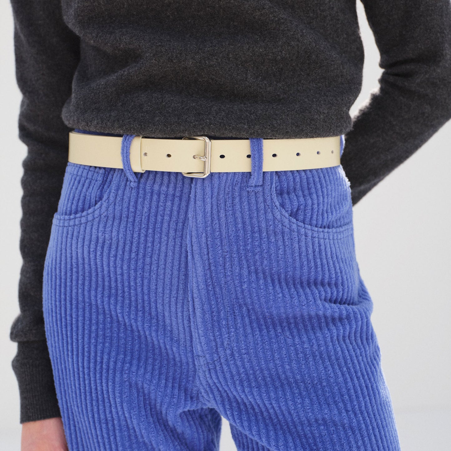 AURALEE/GLAZED LEATHER ROLLER BUCKLE BELT