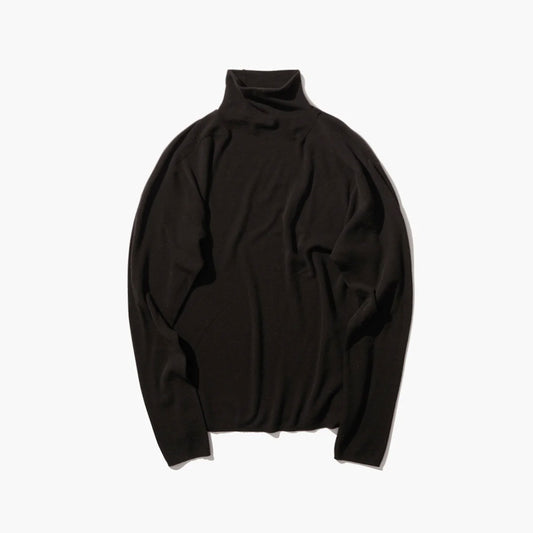 ATON/ROYAL WOOL CIRCULAR RIB TURTLENECK SWEATER