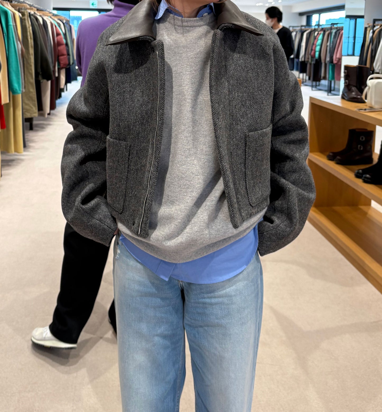 AURALEE/SHETLAND WOOL DOUBLE CLOTH BLOUSON