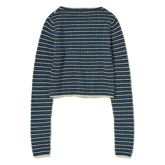 AURALEE/SHETLAND WOOL CASHMERE RIB KNIT BOAT-NECK P/O