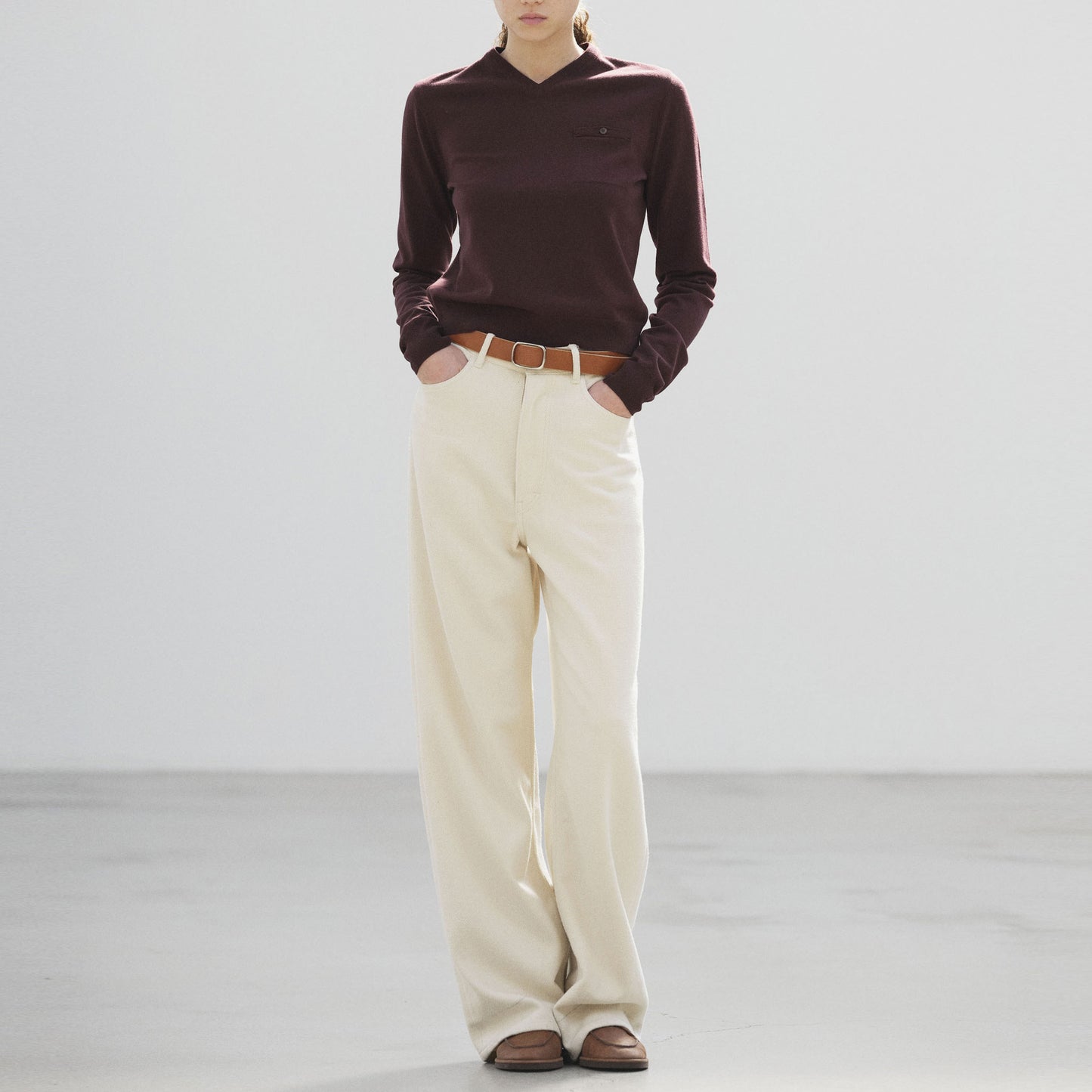 AURALEE/SILK NEP DENIM 5P WIDE PANTS