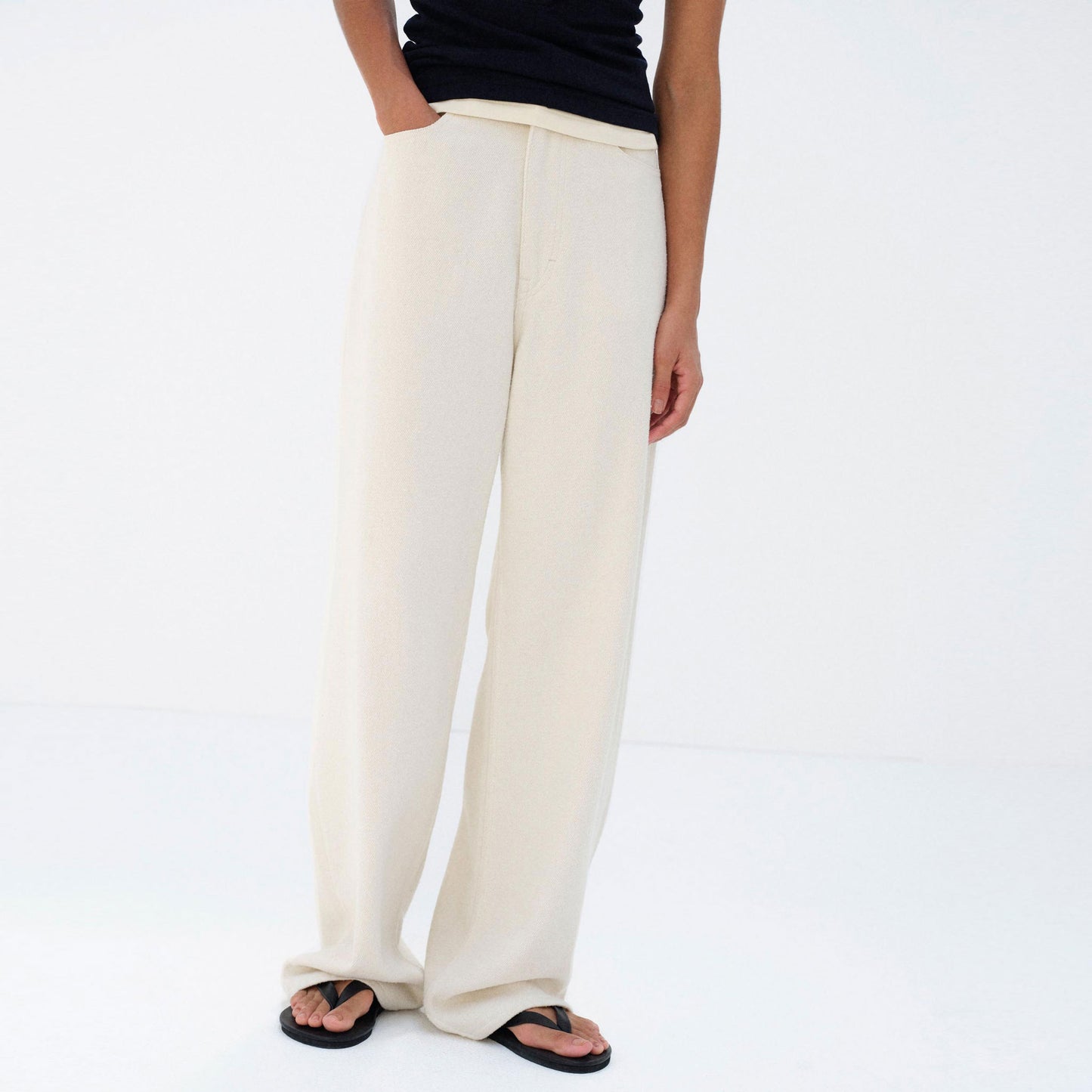 AURALEE/SILK NEP DENIM 5P WIDE PANTS