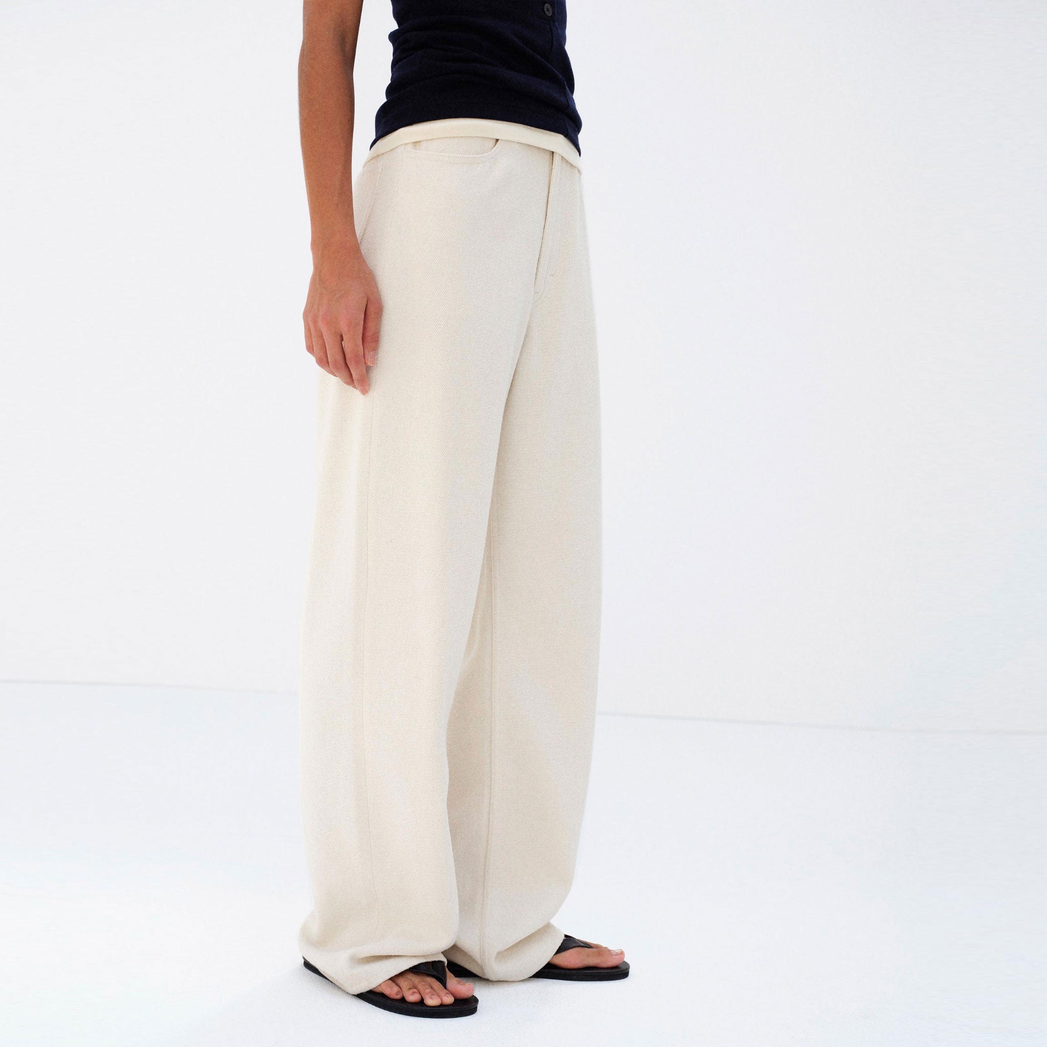 AURALEE/SILK NEP DENIM 5P WIDE PANTS – THREE DOTS TURQUOISE