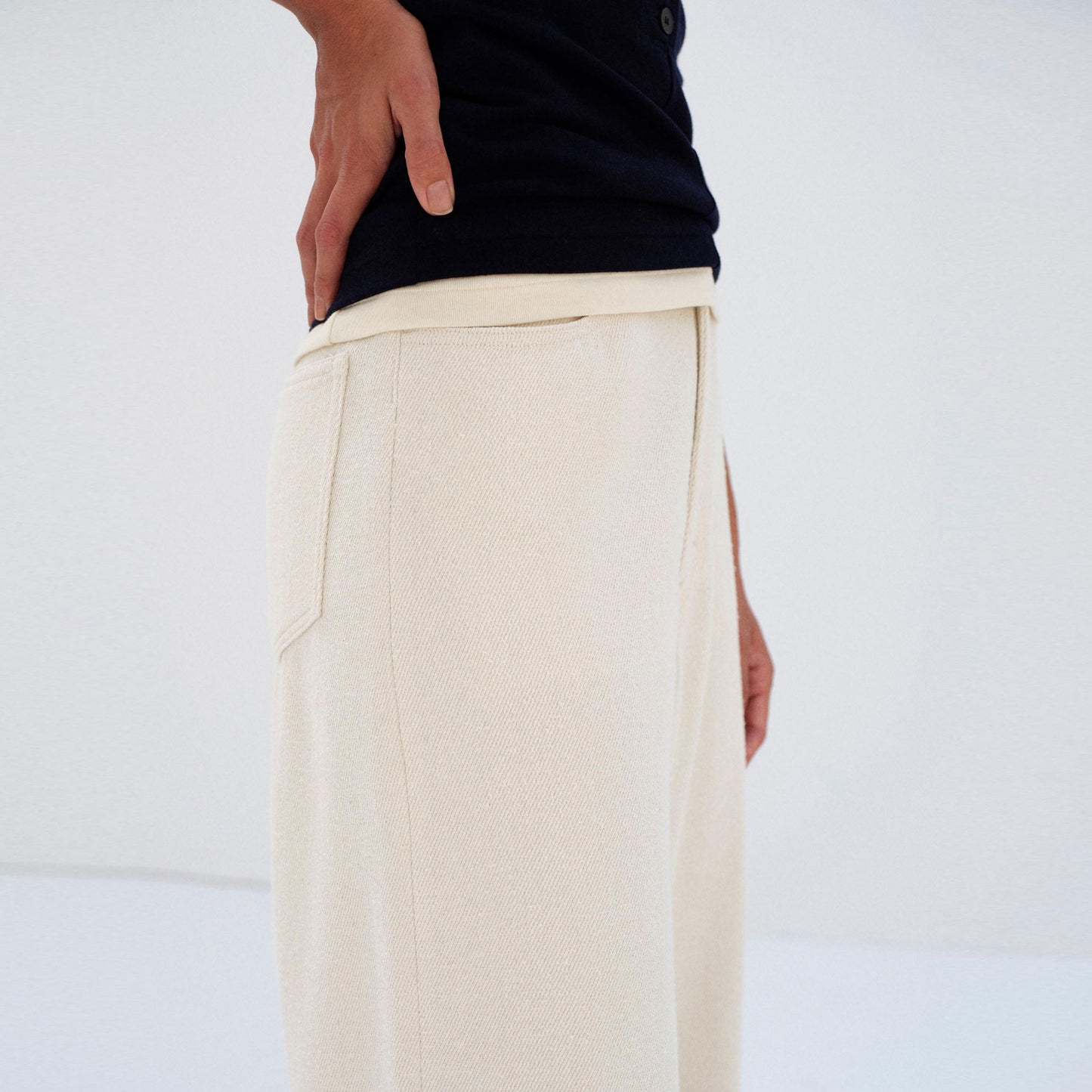 AURALEE/SILK NEP DENIM 5P WIDE PANTS