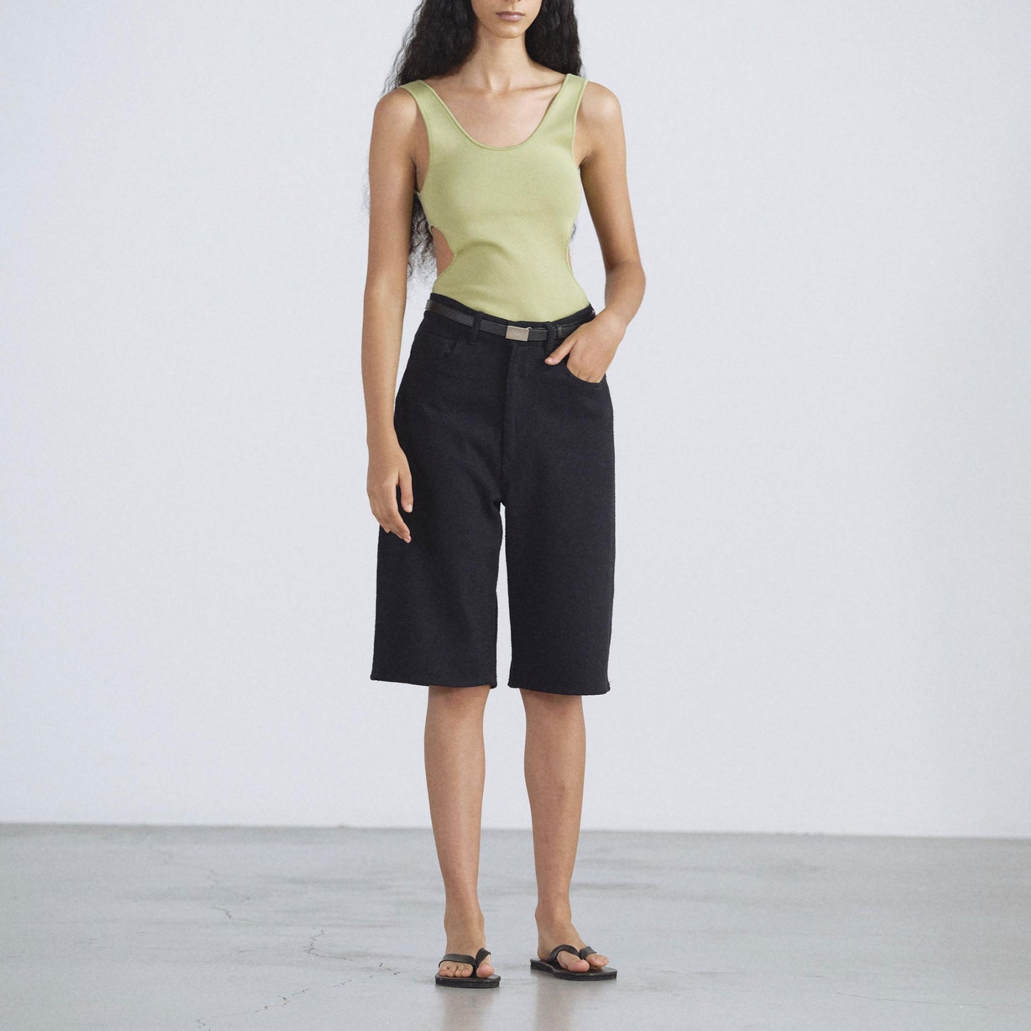 AURALEE/SILK NEP DENIM 5P WIDE SHORTS