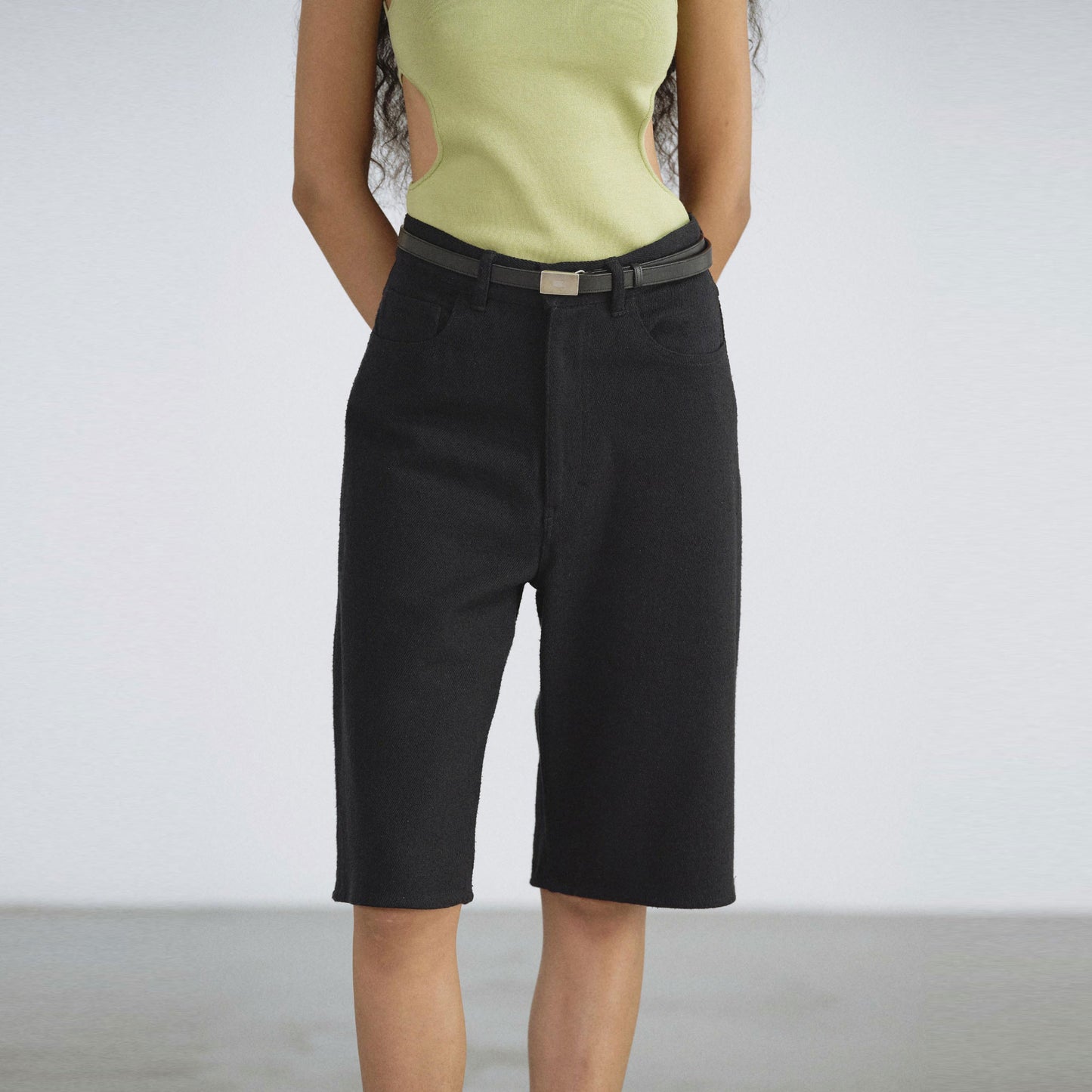 AURALEE/SILK NEP DENIM 5P WIDE SHORTS