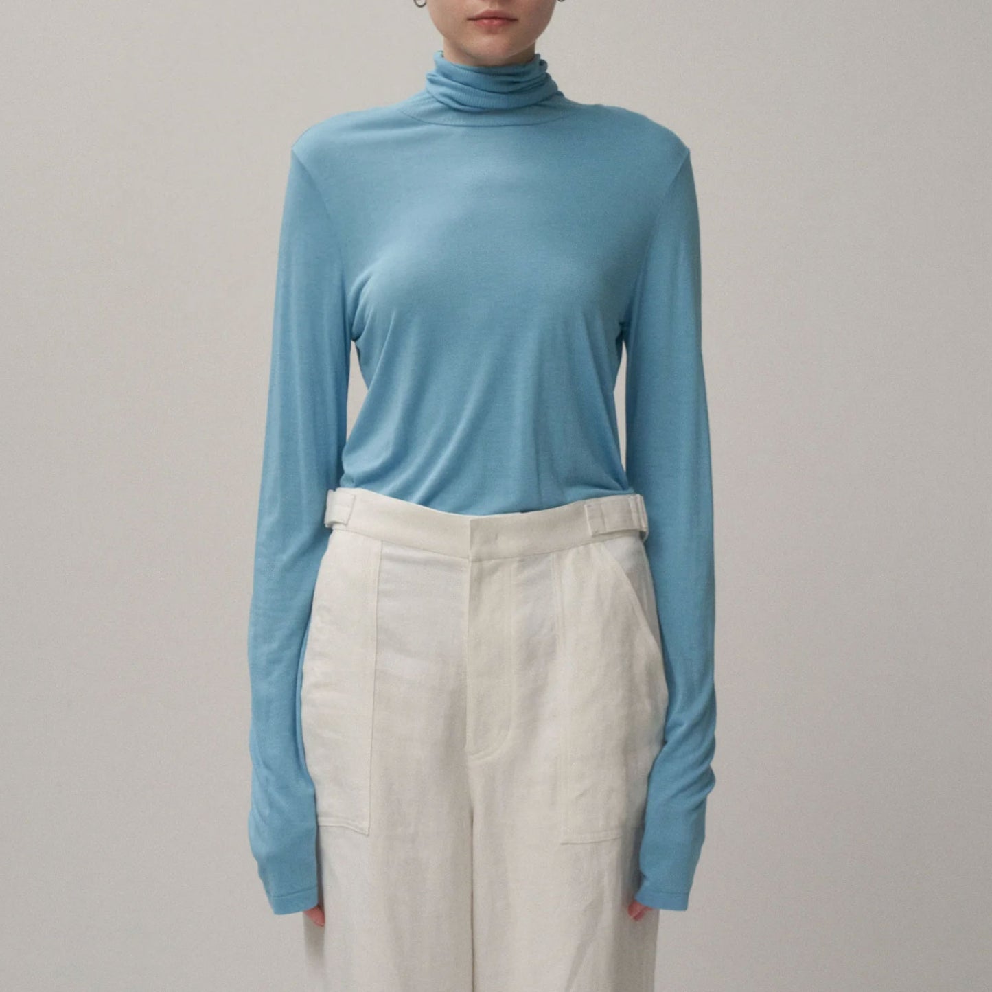 ATON/MODAL SILK JERSEY TURTLENECK