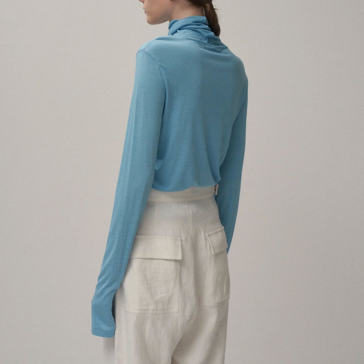 ATON/MODAL SILK JERSEY TURTLENECK
