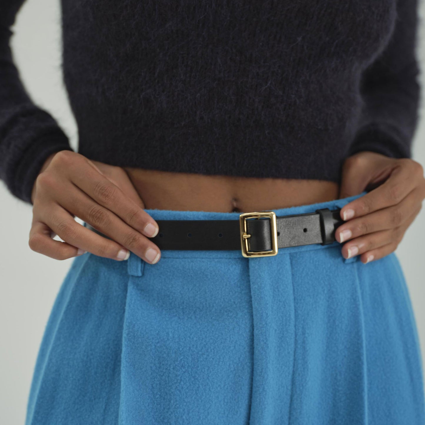 AURALEE/LEATHER SQUARE BUCKLE BELT