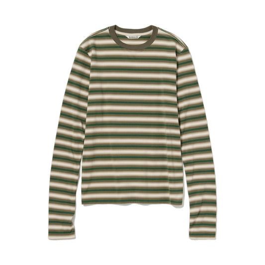 AURALEE/GRADIENT STRIPE JERSEY L/S TEE
