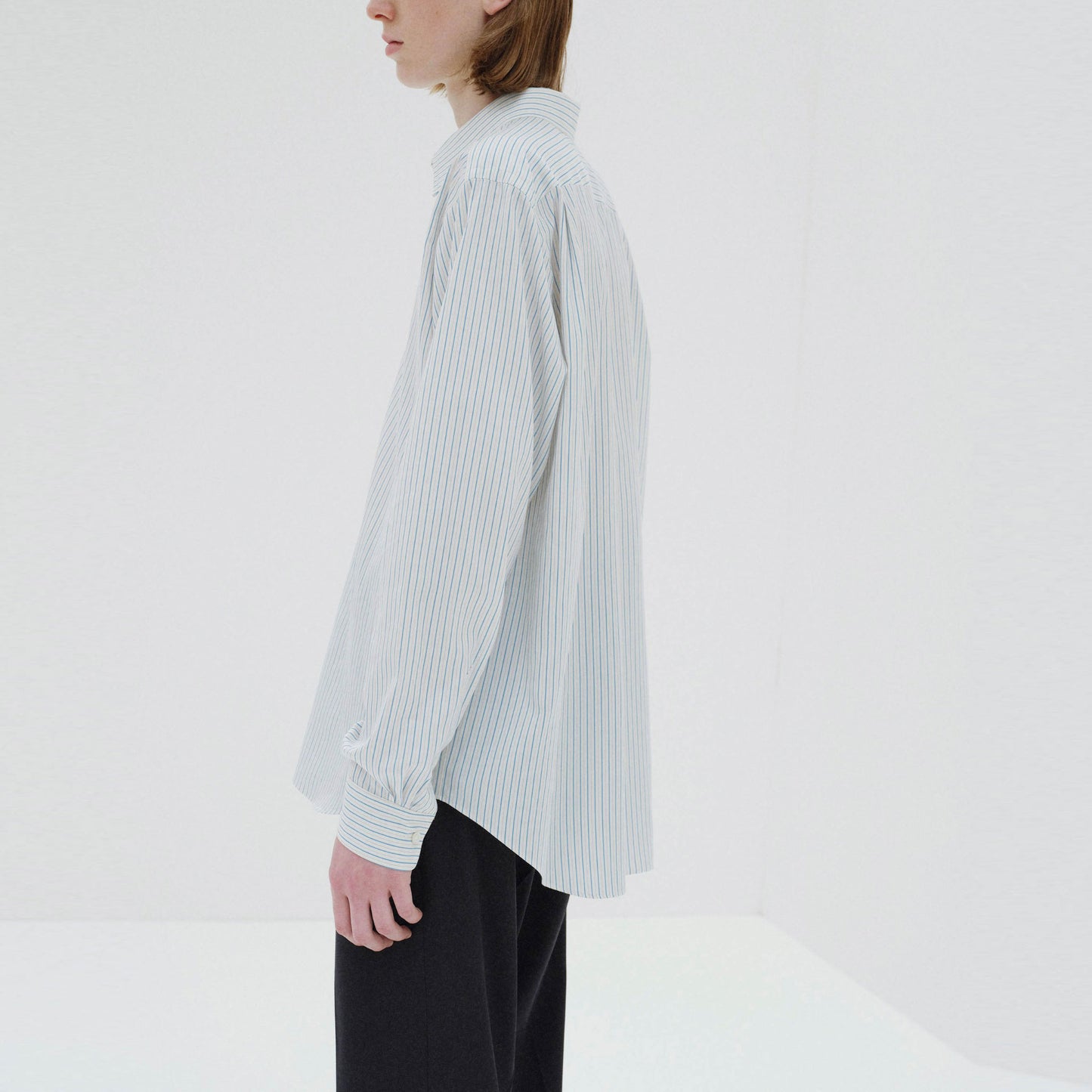 AURALEE/COTTON SILK STRIPE SHIRT