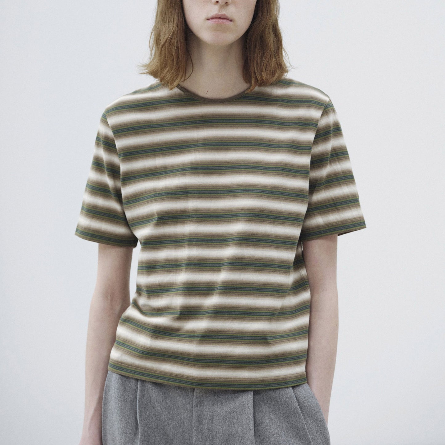 AURALEE/GRADIENT STRIPE JERSEY TEE