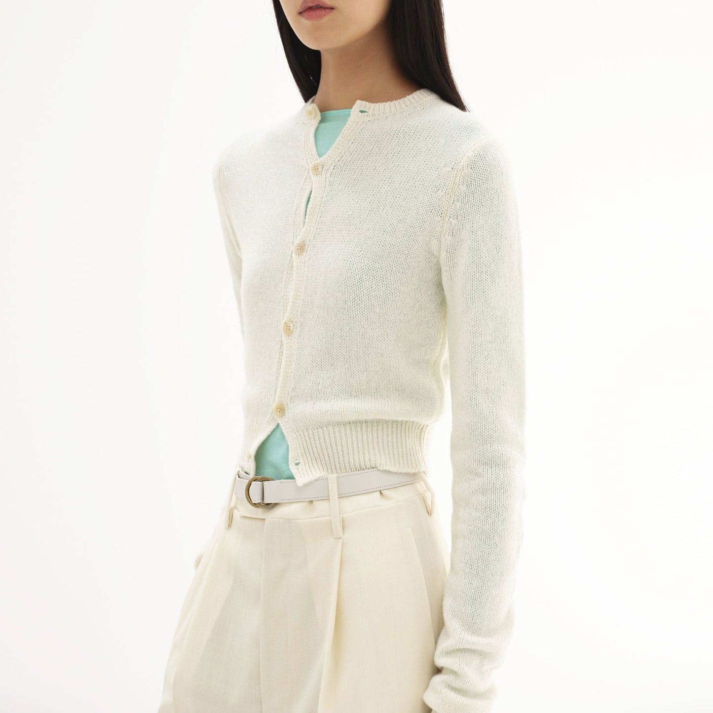 AURALEE/SUMMER CASHMERE KNIT CREW NECK CARDIGAN