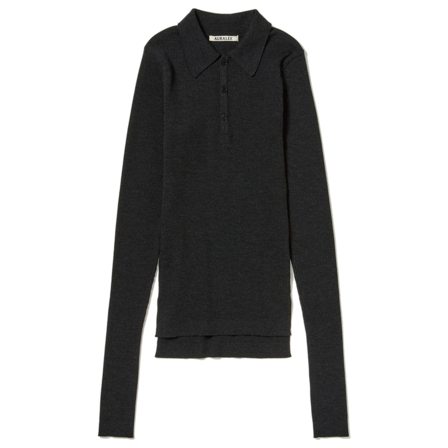AURALEE/SUPER FINE WOOL HIGH GAUGE RIB KNIT POLO