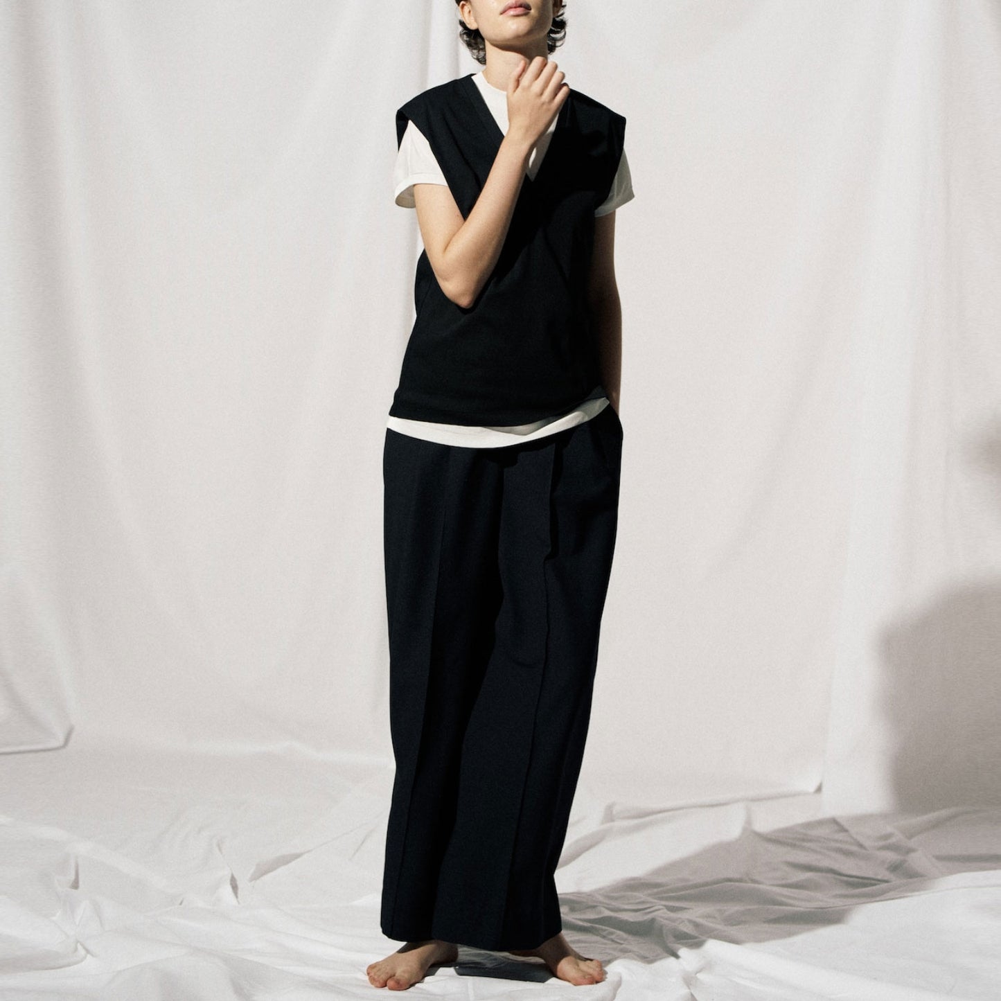 GOOD PEOPLE GOOD STITCHING GOOD PRODUCT/CUPRO TWILL BALANCIRCULAR®DRAWSTRING EASY WIDE PANTS