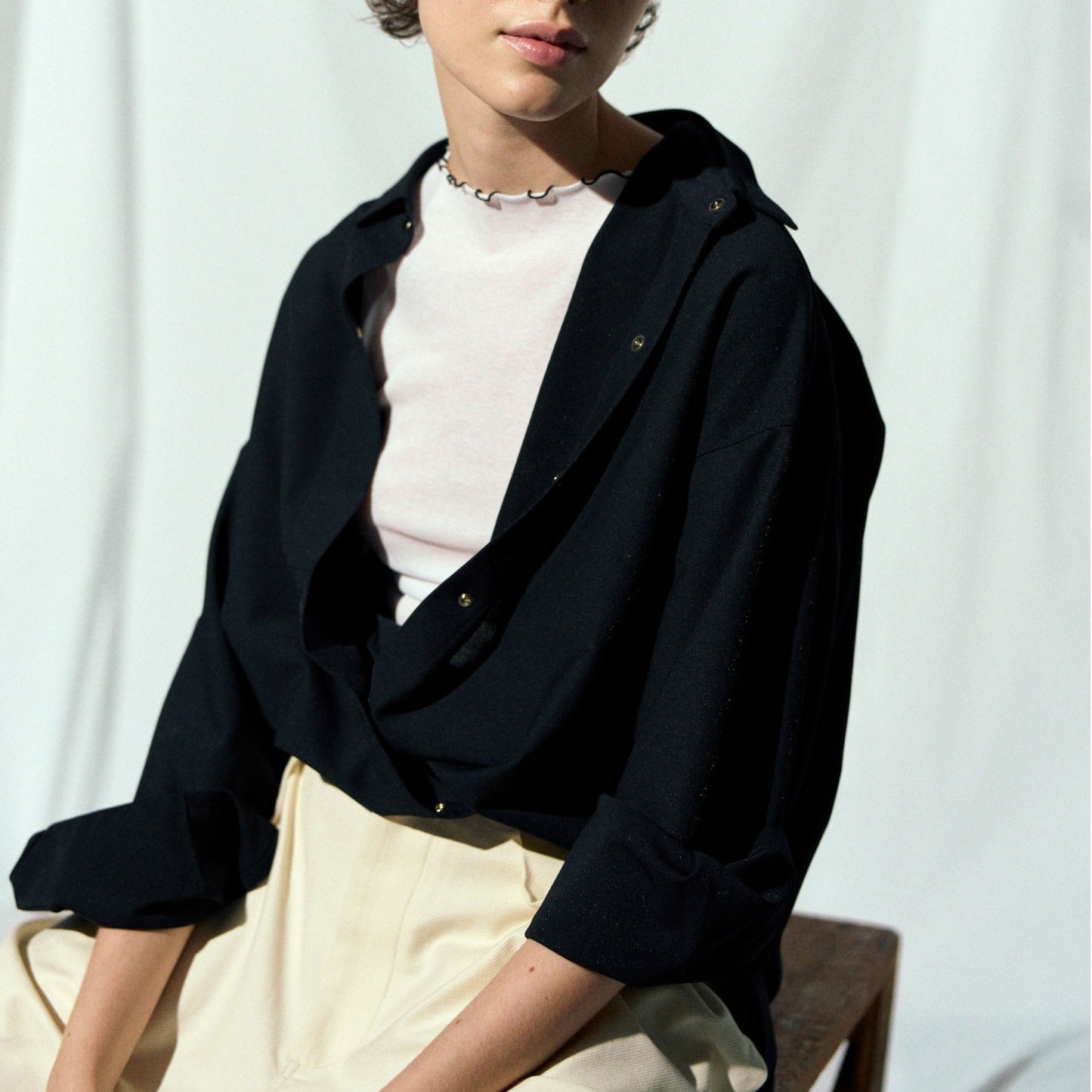 GOOD PEOPLE GOOD STITCHING GOOD PRODUCT/CUPRO TWILL BALANCIRCULAR®FLY FRONT EASY SHIRT JACKET