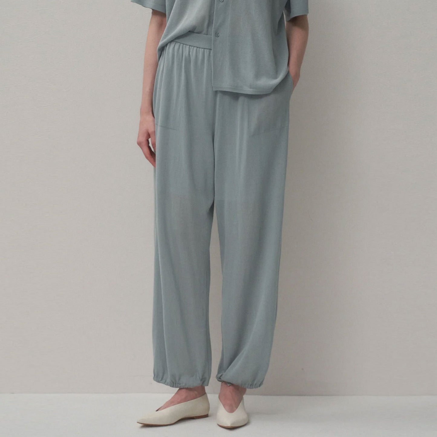 ATON|HIGH TWIST COTTON WIDE EASY PANTS