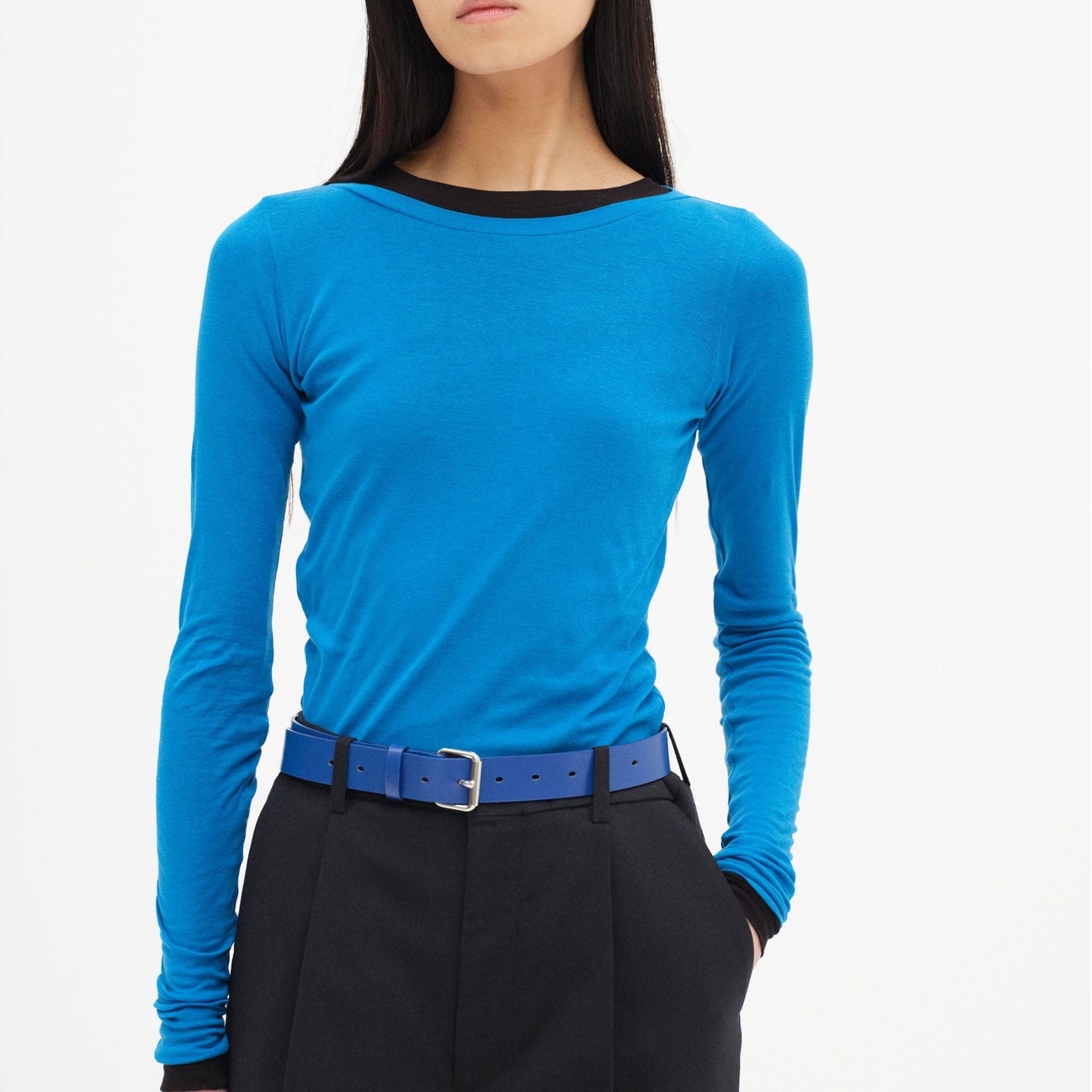 AURALEE/SUPER HIGH GAUGE SHEER RIB WIDE-NECK L/S TEE
